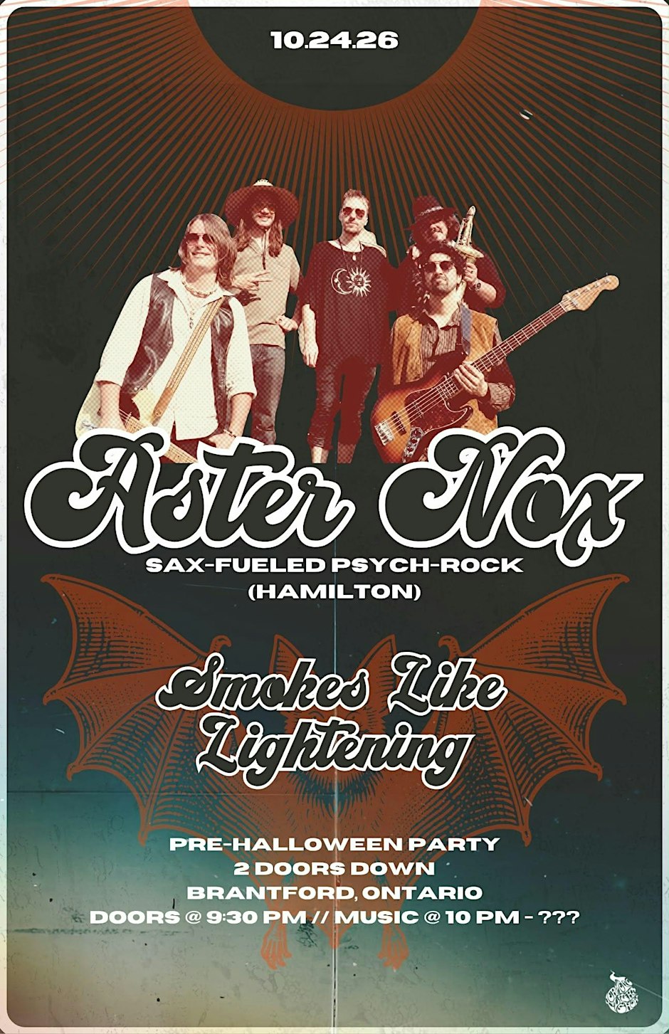 Aster Nox Halloween Pre-Party with Smokes like Lightning — official poster