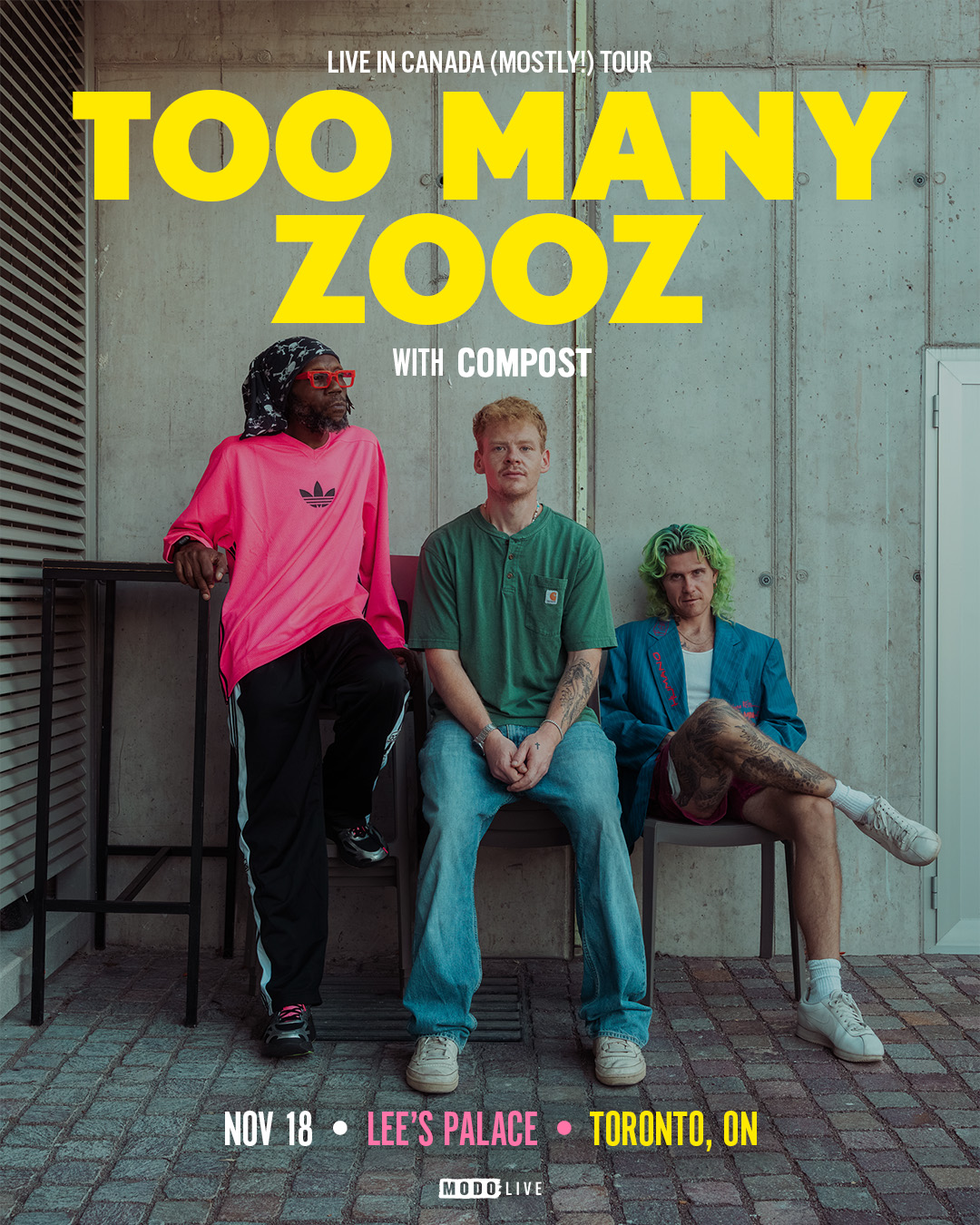 Official event poster for Too Many Zooz w/ Compost